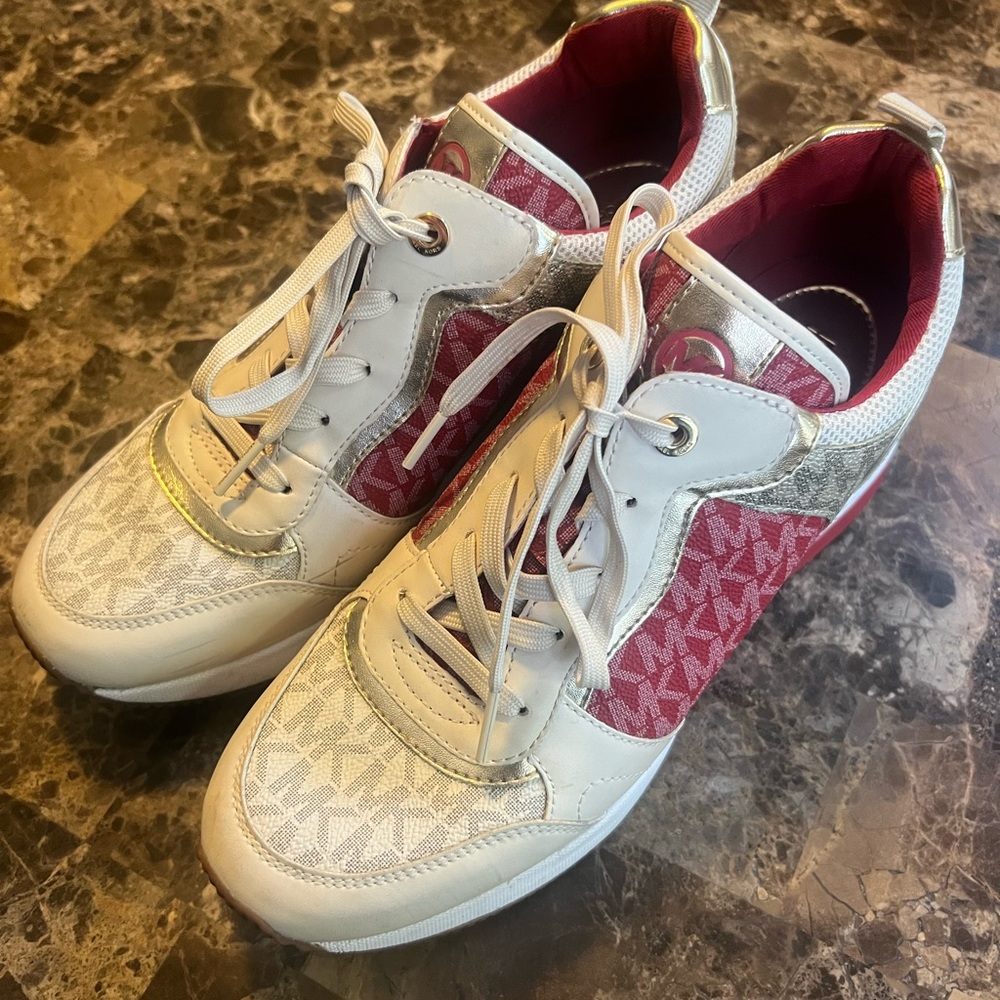 Michael Kors Red and White Women's Sneakers